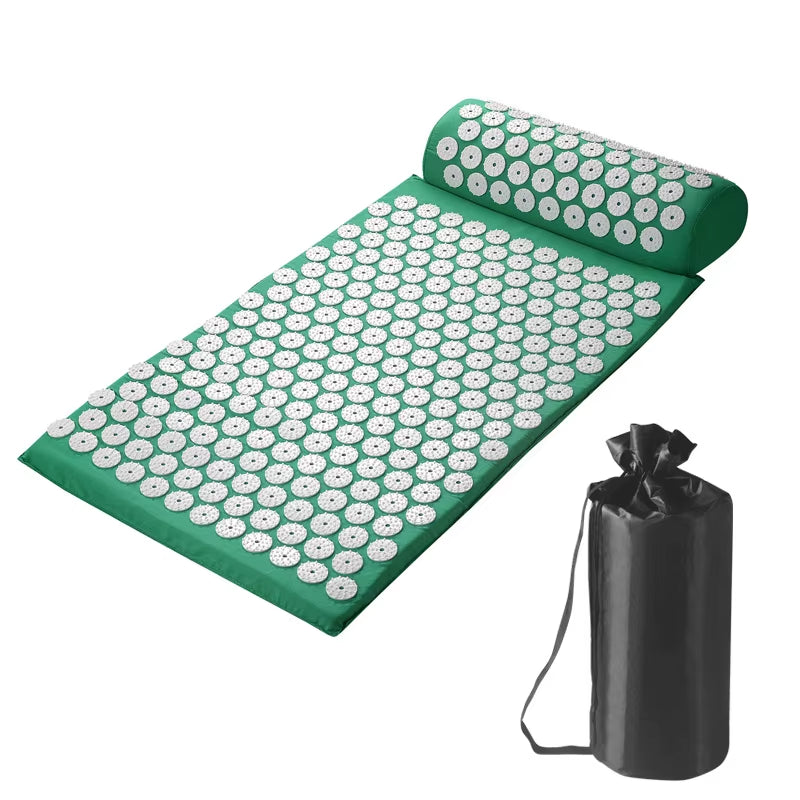 Acupressure Pillow with Storage Bag for Neck Back Foot Massage Pads Acupressure Mat Pillow Set Improves Bloods Circulation Mat