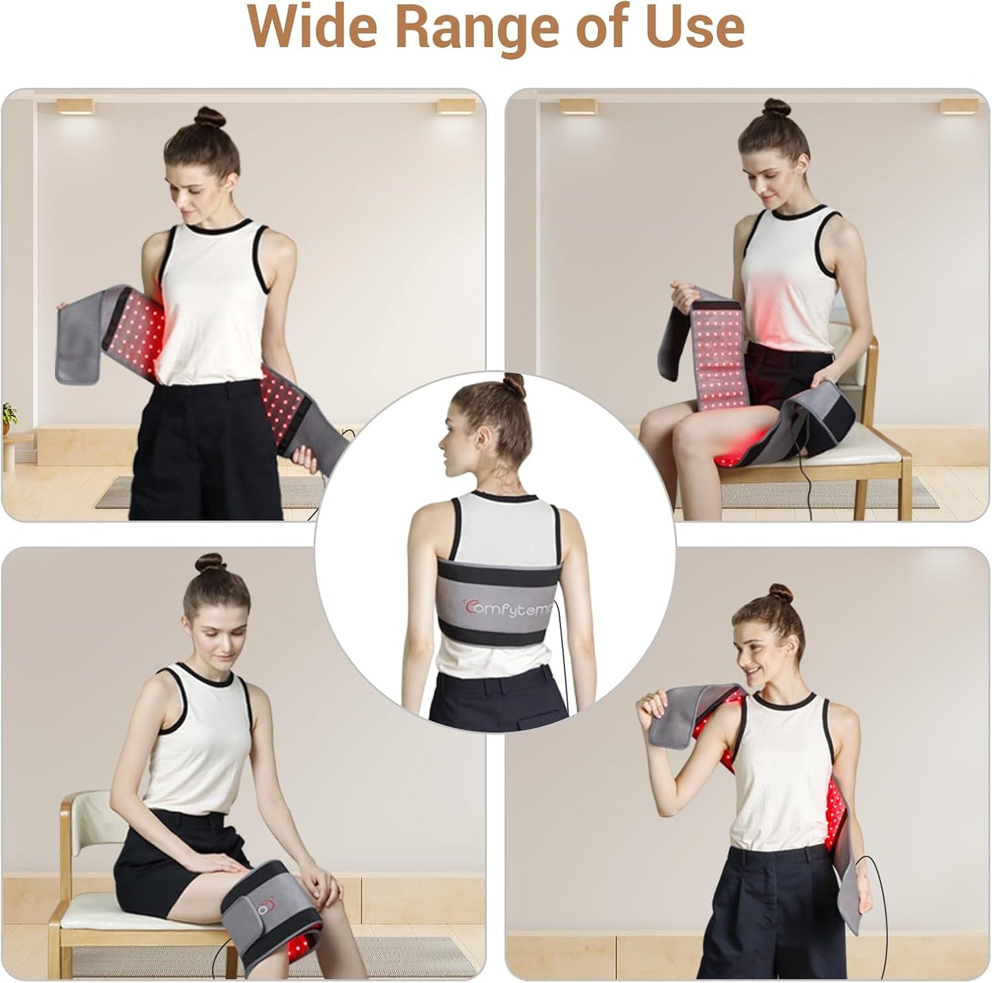 Infrared Red Light Therapy Belt with 126 LEDs, 660nm & 850nm, 22W Light Wrap with Timer for Targeted Pain Relief in Back, Waist, Belly, and Joints (Corded)