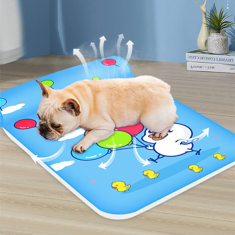 Summer Cooling Dog Mat with Pillow for Dog Cat Breathable Ice Pad Washable Sofa Breathable Print Cooling Pet Dog Bed for Dogs
