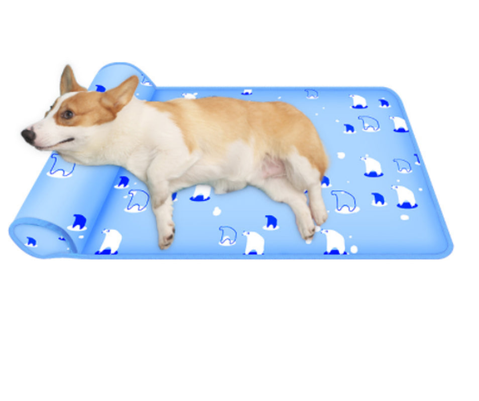 Summer Cooling Dog Mat with Pillow for Dog Cat Breathable Ice Pad Washable Sofa Breathable Print Cooling Pet Dog Bed for Dogs