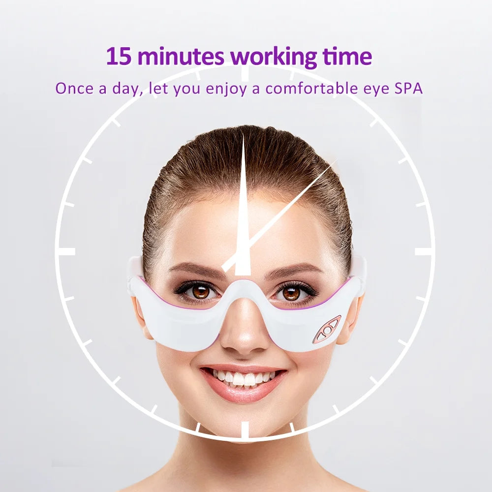 Eye Massager,Smart Vibration Infrared Heating Therapy Electric Eye Beauty Device,Pulse Electrotherapy Micro Current Eye Care Instrument,Relieves Eye Fatigue,Reduces Eye Lines,Usb Charging