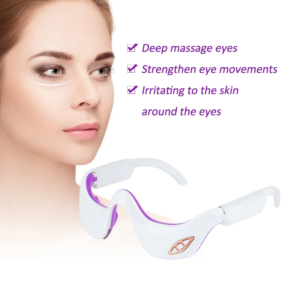 Eye Massager,Smart Vibration Infrared Heating Therapy Electric Eye Beauty Device,Pulse Electrotherapy Micro Current Eye Care Instrument,Relieves Eye Fatigue,Reduces Eye Lines,Usb Charging