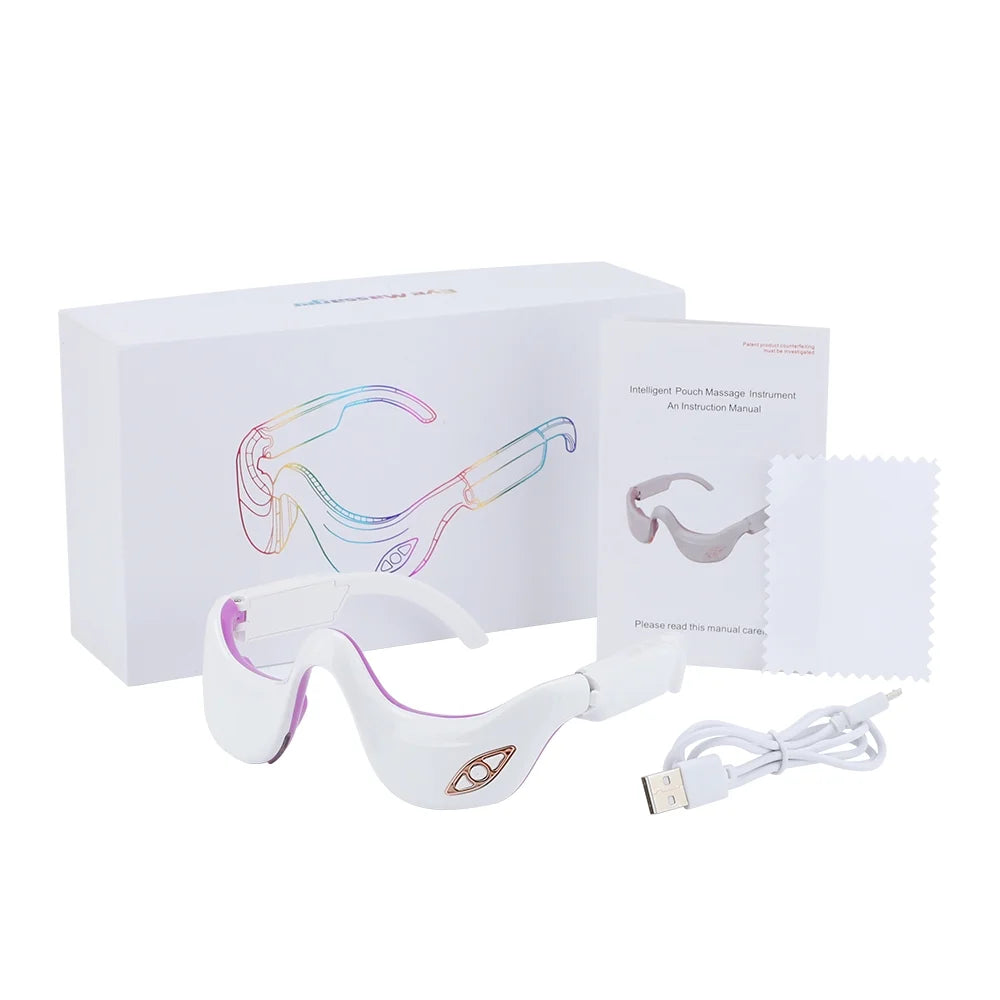 Eye Massager,Smart Vibration Infrared Heating Therapy Electric Eye Beauty Device,Pulse Electrotherapy Micro Current Eye Care Instrument,Relieves Eye Fatigue,Reduces Eye Lines,Usb Charging