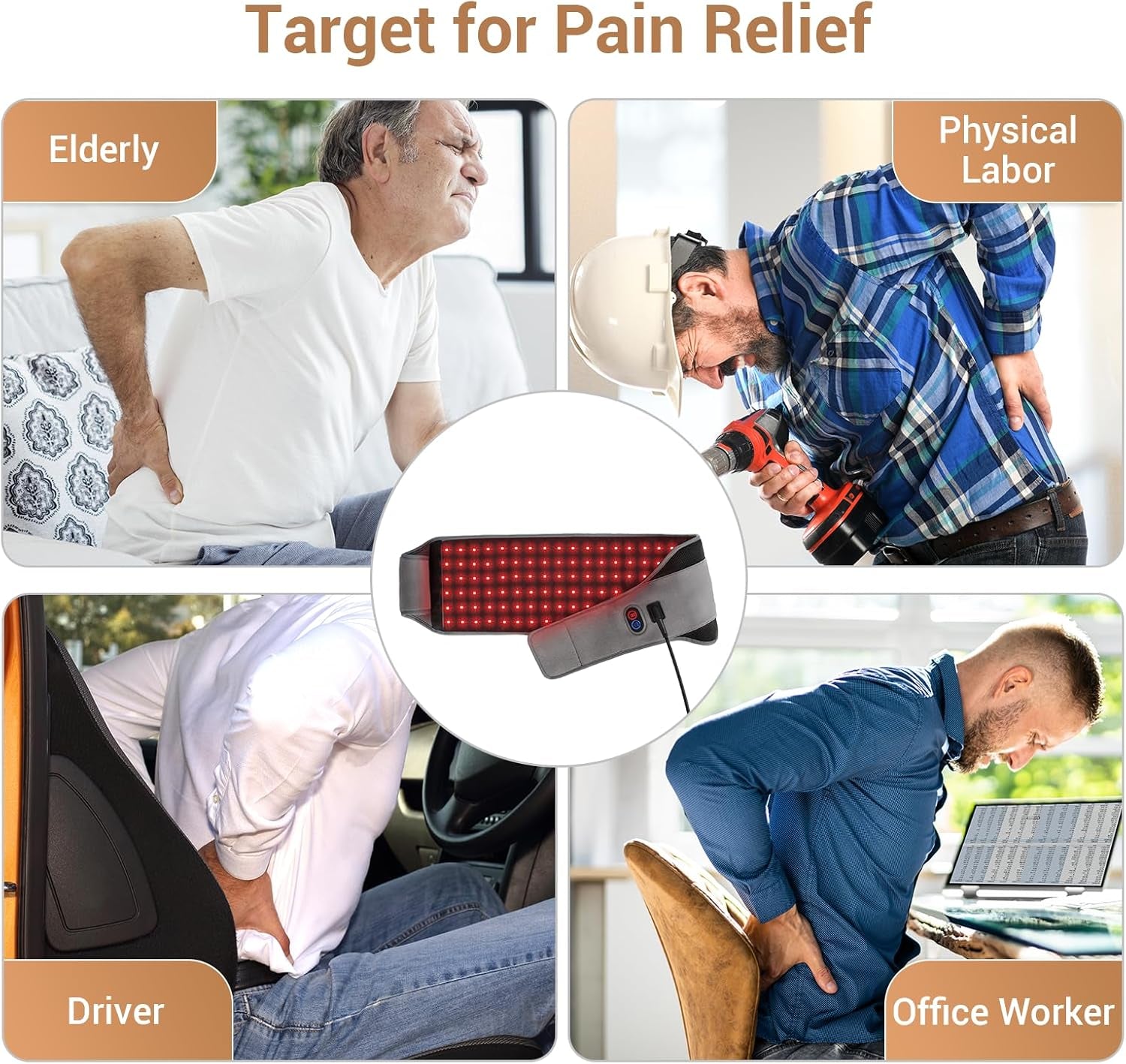 Infrared Red Light Therapy Belt with 126 LEDs, 660nm & 850nm, 22W Light Wrap with Timer for Targeted Pain Relief in Back, Waist, Belly, and Joints (Corded)