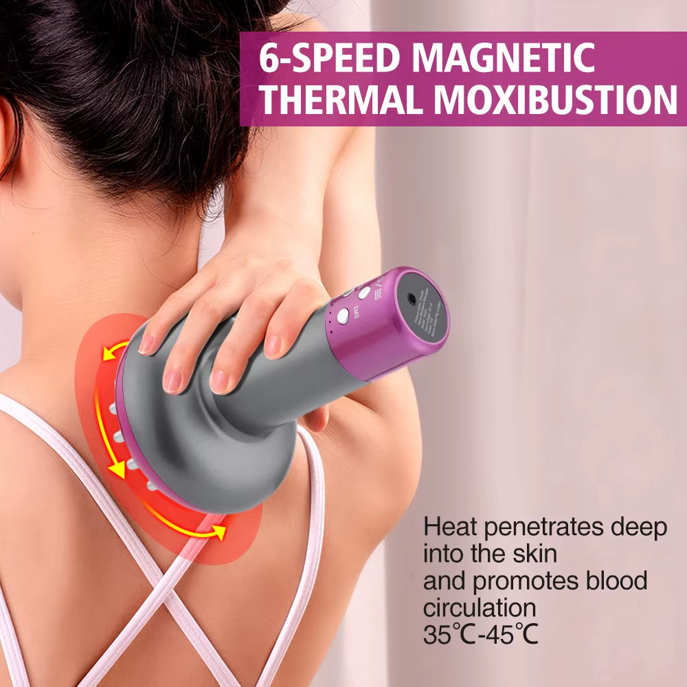 Electric Meridian Brush Body Massager Vibrate Gua Sha Microcurrent Hot Compress Scraping Lymphatic Drainage Machine Fat Burner