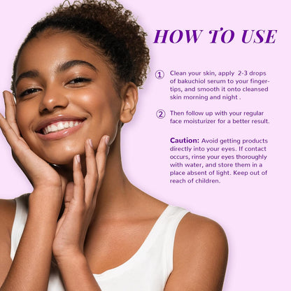 Bakuchiol Face Serum for Face, Bakuchiol Retinol Alternative Serum,Smoothing Face Serum with Hyaluronic Acid & Peptide Sensitive Skin Serum, anti Aging & Wrinkle Serum, 1Fl.Oz