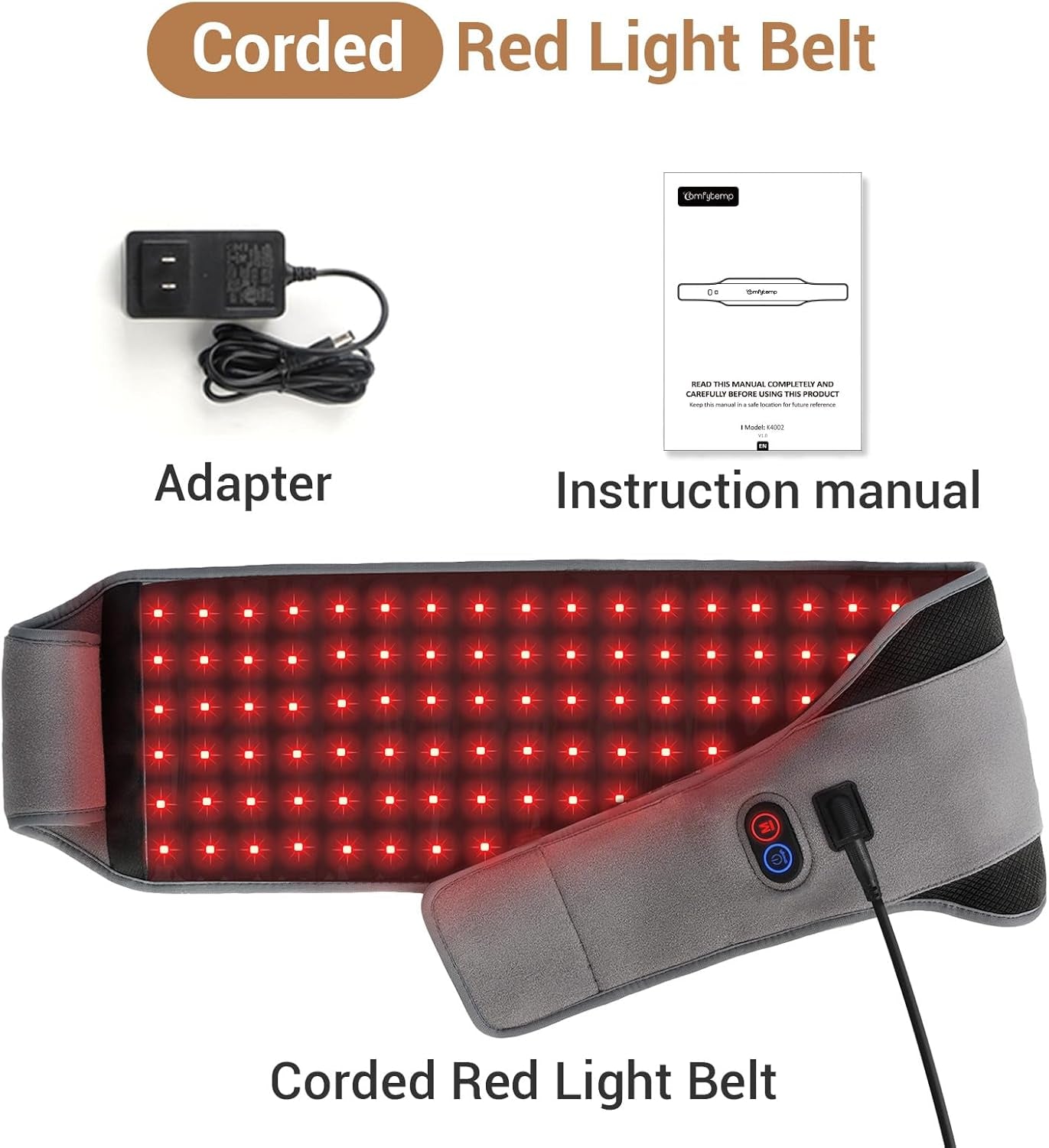 Infrared Red Light Therapy Belt with 126 LEDs, 660nm & 850nm, 22W Light Wrap with Timer for Targeted Pain Relief in Back, Waist, Belly, and Joints (Corded)