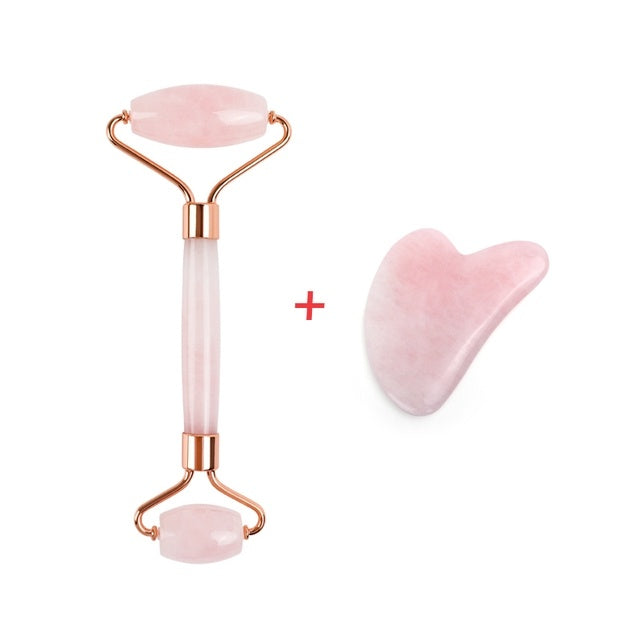 Rose Quartz Roller – Slimming & Lifting Face Massager | Natural Jade Beauty Tool