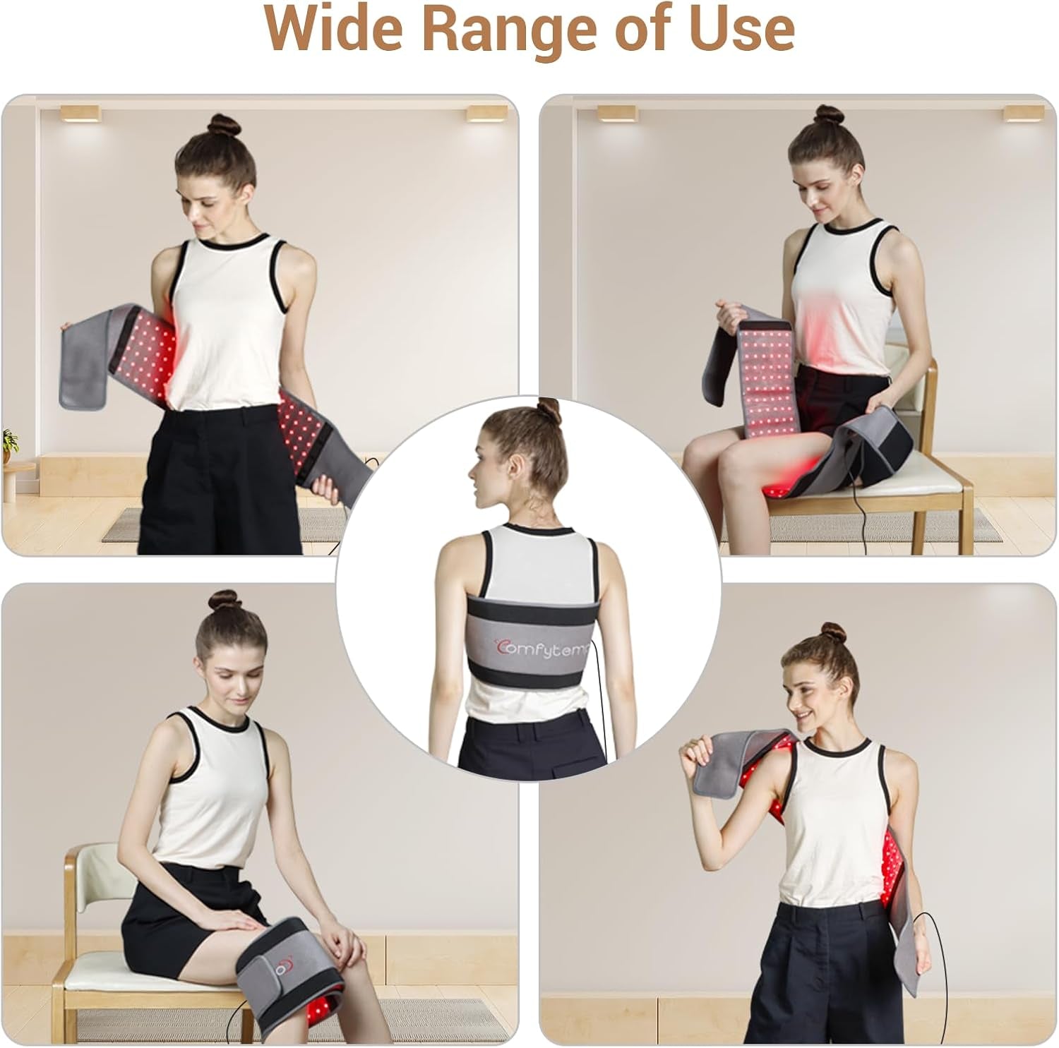 Infrared Red Light Therapy Belt with 126 LEDs, 660nm & 850nm, 22W Light Wrap with Timer for Targeted Pain Relief in Back, Waist, Belly, and Joints (Corded)