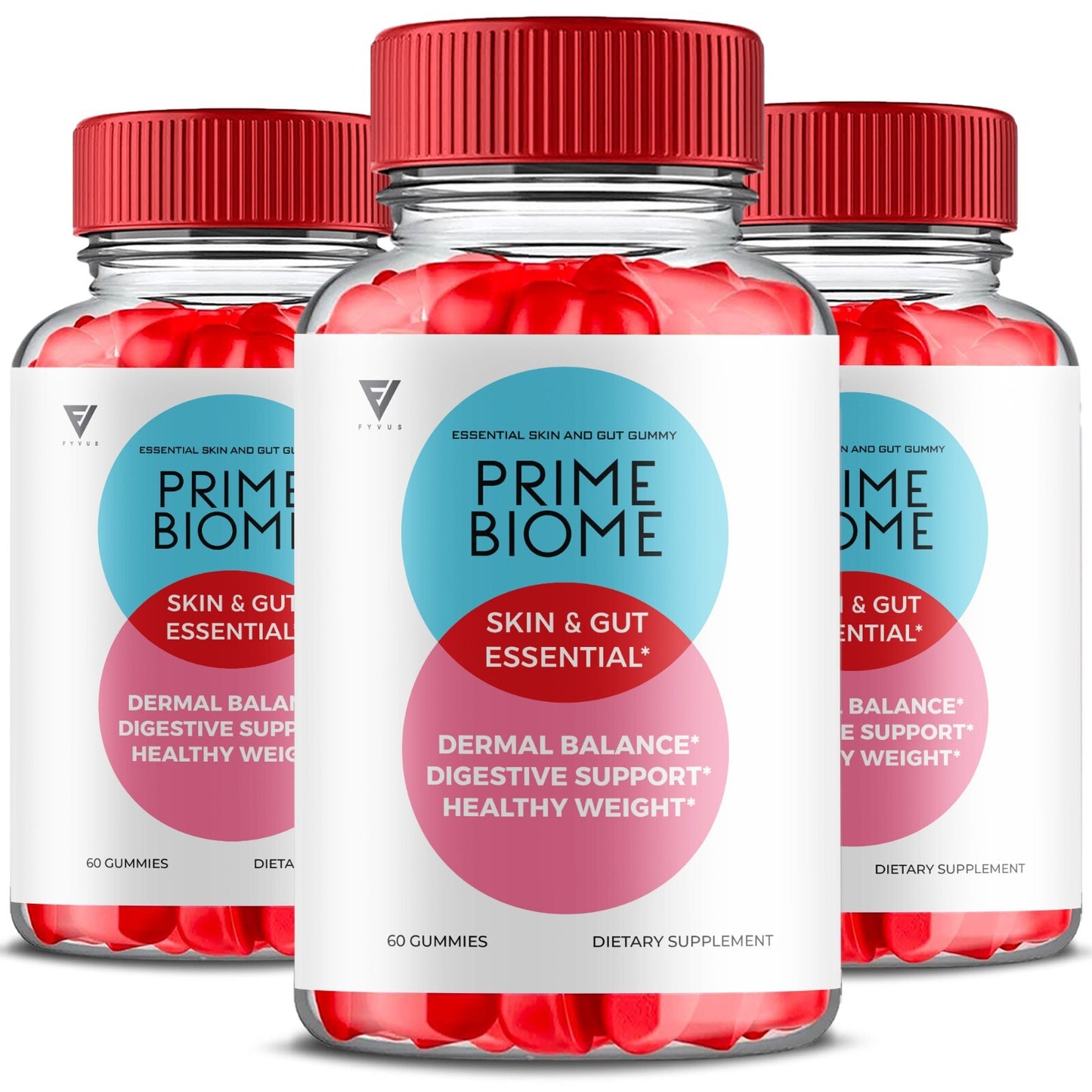 (3 Pack) Prime Biome Gummies Primebiome Probiotic Skin Supplement (180 Gummies)