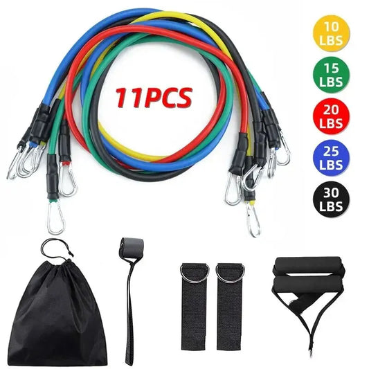 11Pcs/Set Pull Rope, Resistance Bands, Portable Fitness Equipment, Ankle Strap, Chest Expander, Elastic Exercise Band