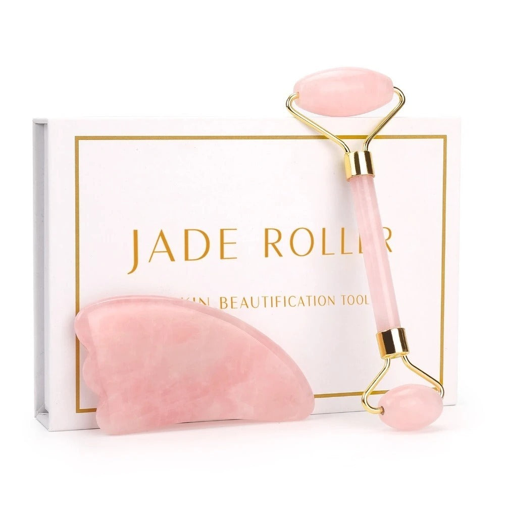 Rose Quartz Roller – Slimming & Lifting Face Massager | Natural Jade Beauty Tool