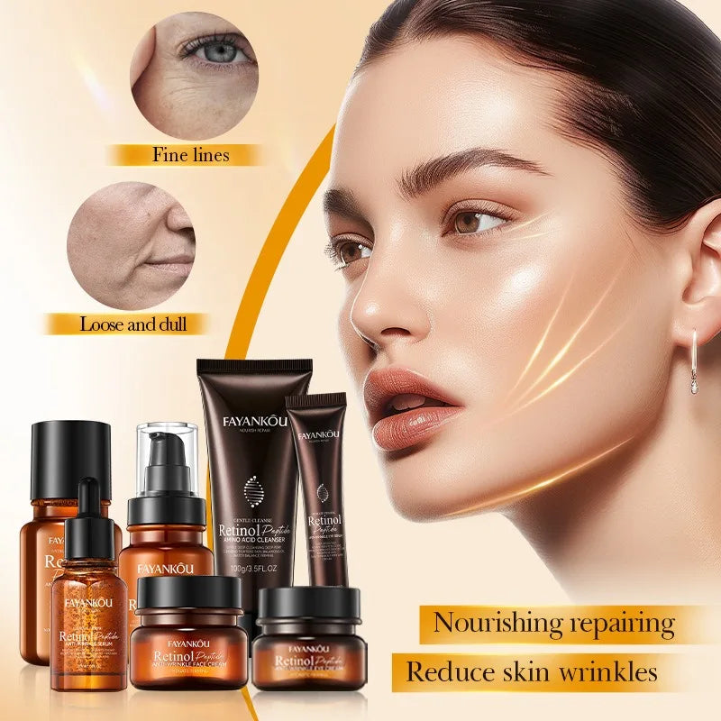 Retinol Peptide Skin Care Set Deeply Nourishes and Repairs Reduces Wrinkles and Fine Lines Lightens Dark Circles Pigmentation