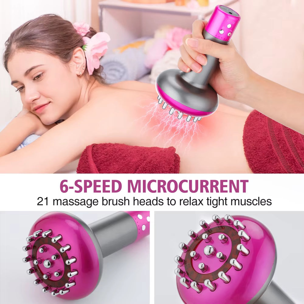 Electric Meridian Brush Body Massager Vibrate Gua Sha Microcurrent Hot Compress Scraping Lymphatic Drainage Machine Fat Burner