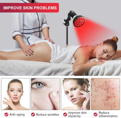 Red Light Therapy Lamp - LED Treatment for Face and Body with Adjustable Stand (10-16.5 inches), Featuring 18 LEDs at 660nm & 850nm Combo