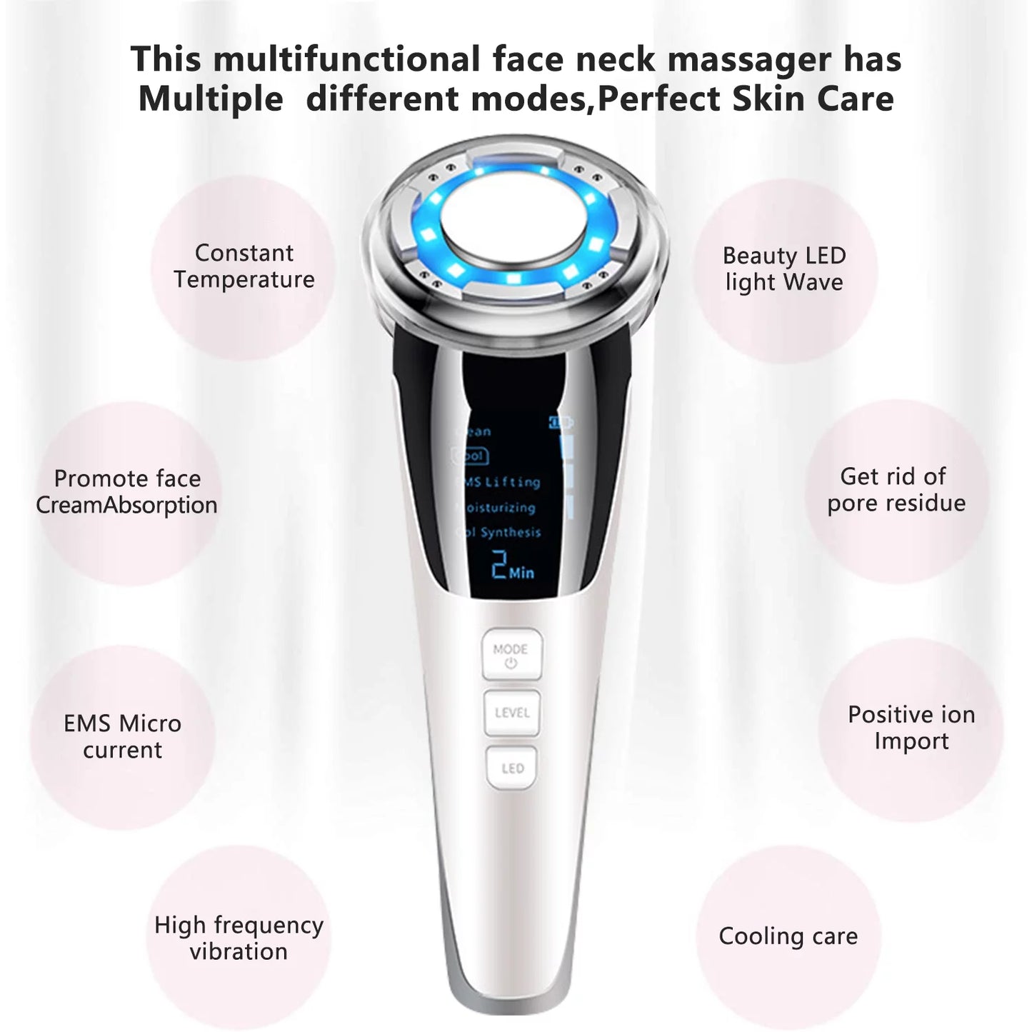 Face Massager Electric, Skin Care Tools Multifunctional Facial Massager anti Aging Skin Tightening Firming for Face Lift Galvanic Facial Machine (White)