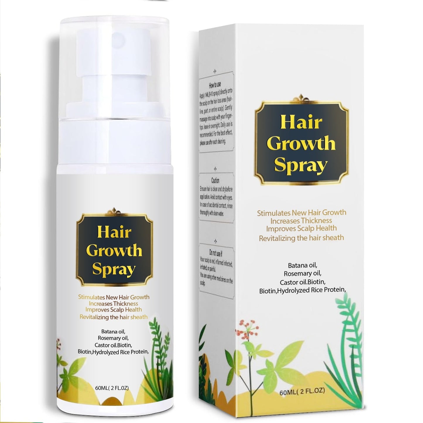 Natural Hair Growth Oil Spray – Battana, Rosemary & Biotin Scalp Treatment