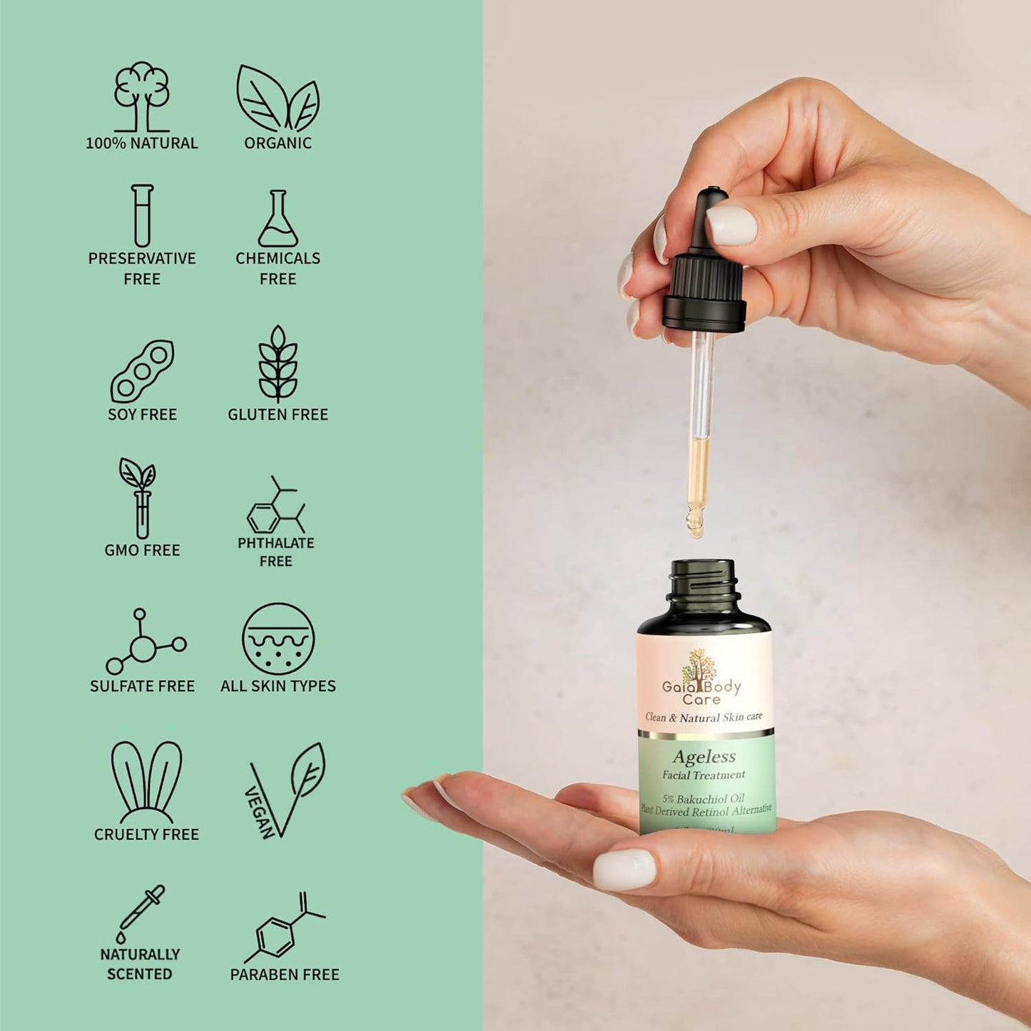 5% Bakuchiol Oil Organic - anti Aging, anti Wrinkle, Reduces Fine Lines, Smooths Skin, Hydrates - Botanical Vegan - Natural Retinol Alternative Facial Oil (1Oz, Rose)