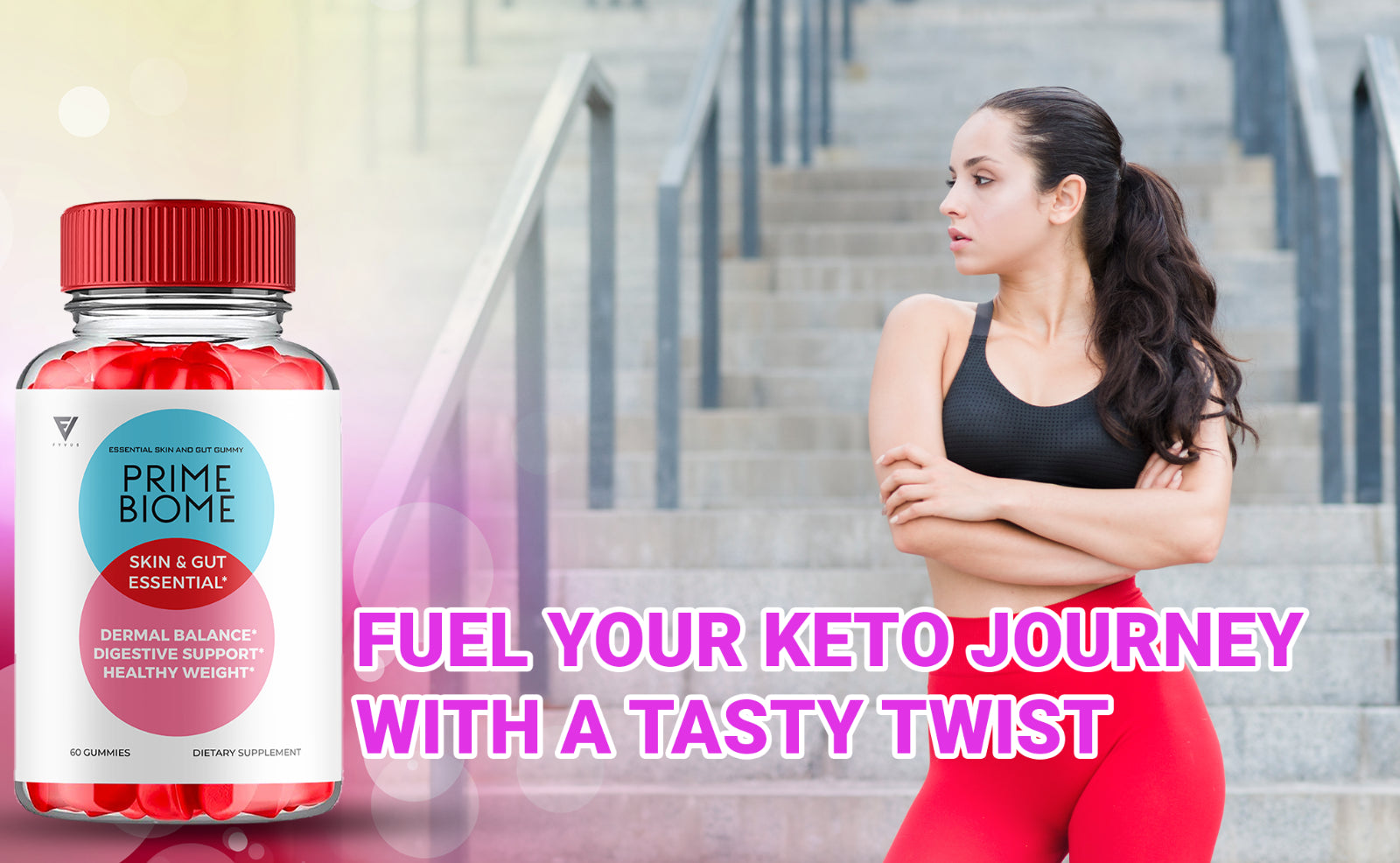 (3 Pack) Prime Biome Gummies Primebiome Probiotic Skin Supplement (180 Gummies)