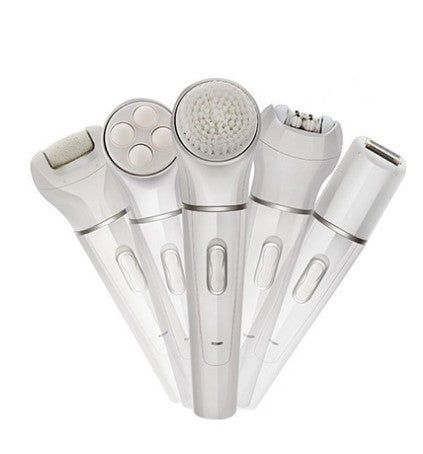 5-in-1 Portable Electric Face & Body Massager Scrubber with Facial Latex Brush