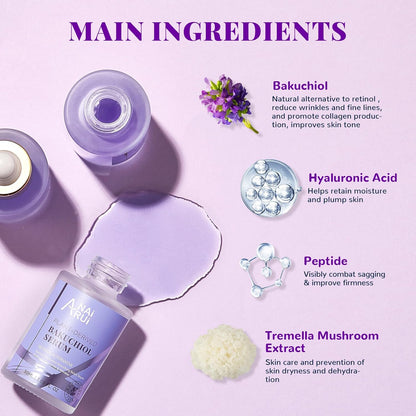 Bakuchiol Face Serum for Face, Bakuchiol Retinol Alternative Serum,Smoothing Face Serum with Hyaluronic Acid & Peptide Sensitive Skin Serum, anti Aging & Wrinkle Serum, 1Fl.Oz