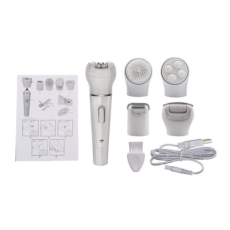 5-in-1 Portable Electric Face & Body Massager Scrubber with Facial Latex Brush