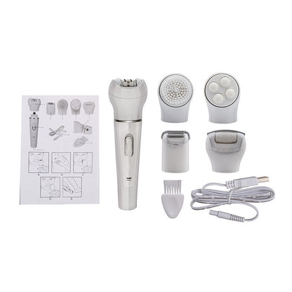 5-in-1 Portable Electric Face & Body Massager Scrubber with Facial Latex Brush