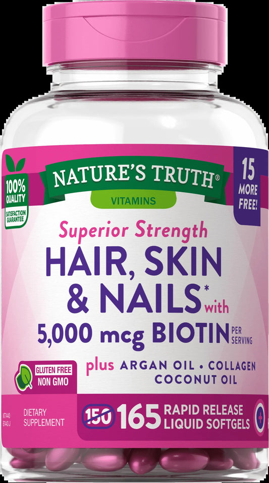 Hair Skin & Nails Lactose Free Biotin 500Mcg, 165Ct, 2-Pack