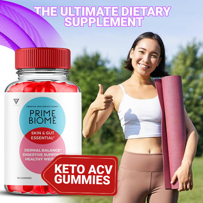 (3 Pack) Prime Biome Gummies Primebiome Probiotic Skin Supplement (180 Gummies)