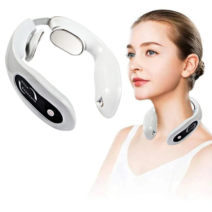 Intelligent Neck Massage Instrument Portable Neck Massage and Relaxing Instrument Dry Battery Powered Gray
