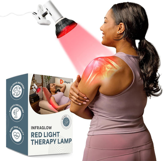 Infraglow NIR & Red Light Therapy Lamp - Infrared Red Light Bulb with 18 LEDs and Clip-On Design for At-Home Body Therapy, Chronic Pain Relief, Skin Wellness, and Recovery