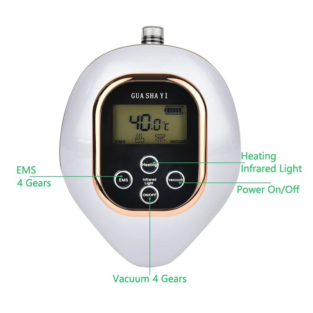 Home Electric Guasha Scraping Massage Cupping Body Massager Vacuum Cans Suction Cup Heating Fat Burner Anti-Cellulite Massager
