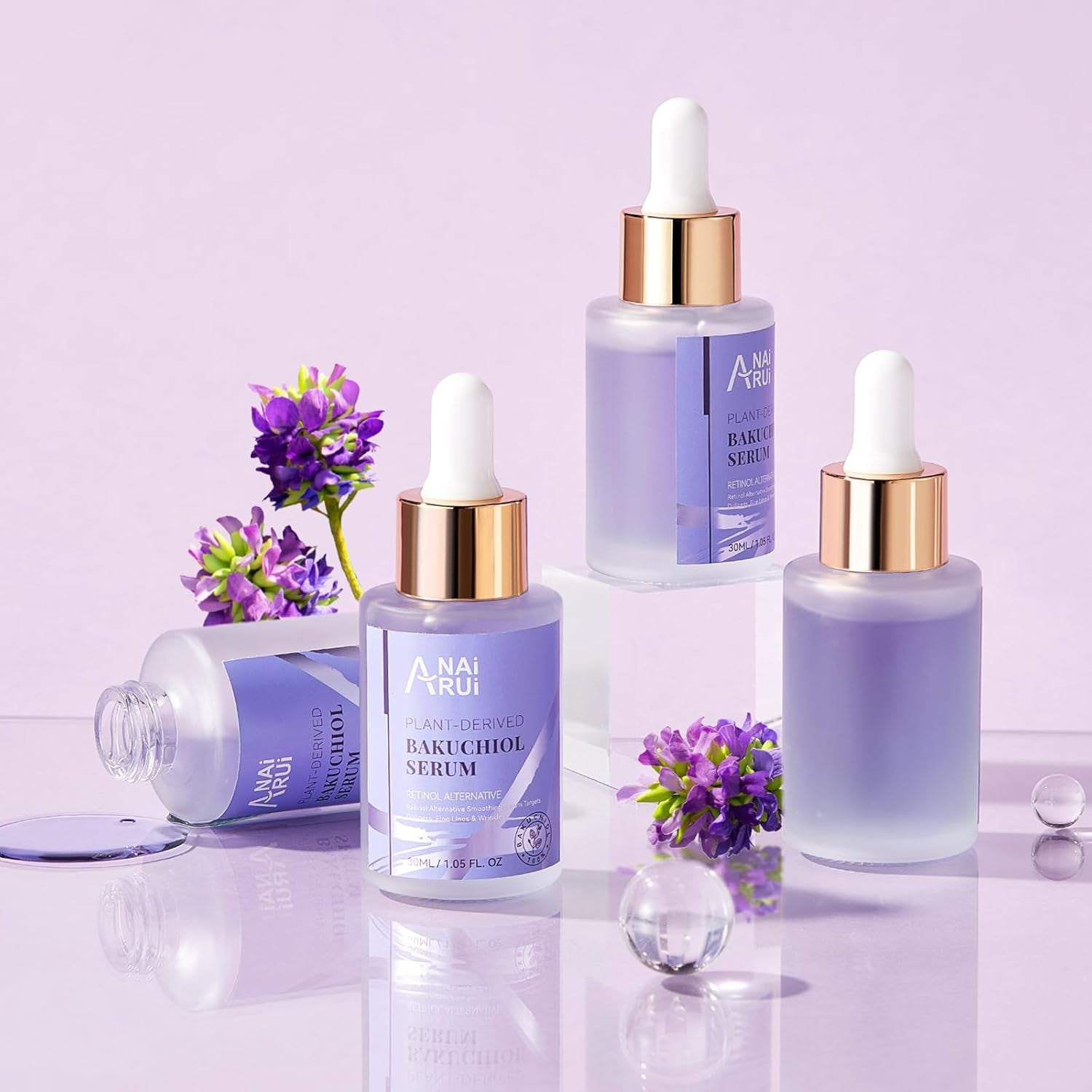 Bakuchiol Face Serum for Face, Bakuchiol Retinol Alternative Serum,Smoothing Face Serum with Hyaluronic Acid & Peptide Sensitive Skin Serum, anti Aging & Wrinkle Serum, 1Fl.Oz