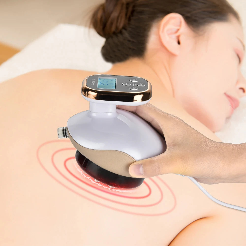 Home Electric Guasha Scraping Massage Cupping Body Massager Vacuum Cans Suction Cup Heating Fat Burner Anti-Cellulite Massager