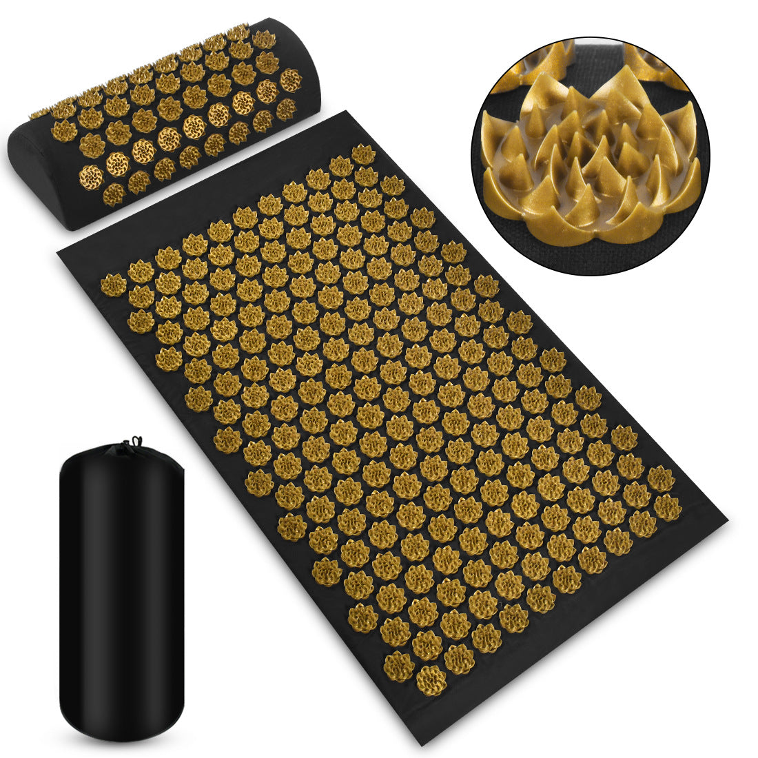 Acupressure Massage Mat with Needles Set Back Massager for Neck Foot Kuznetsov'S Applicator Massage Pad Yoga Mat with Pillow