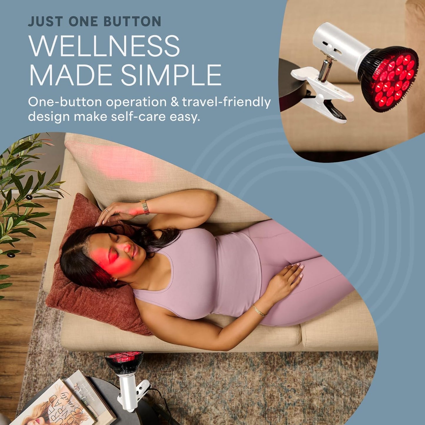 Infraglow NIR & Red Light Therapy Lamp - Infrared Red Light Bulb with 18 LEDs and Clip-On Design for At-Home Body Therapy, Chronic Pain Relief, Skin Wellness, and Recovery