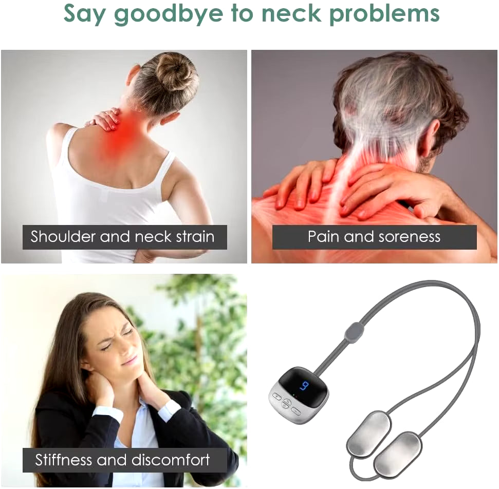 Micro-Current Cervical Spine Massager Electric Neck Massager Smart TENS+EMS Portable Hot Compress Shoulder and Neck Massager