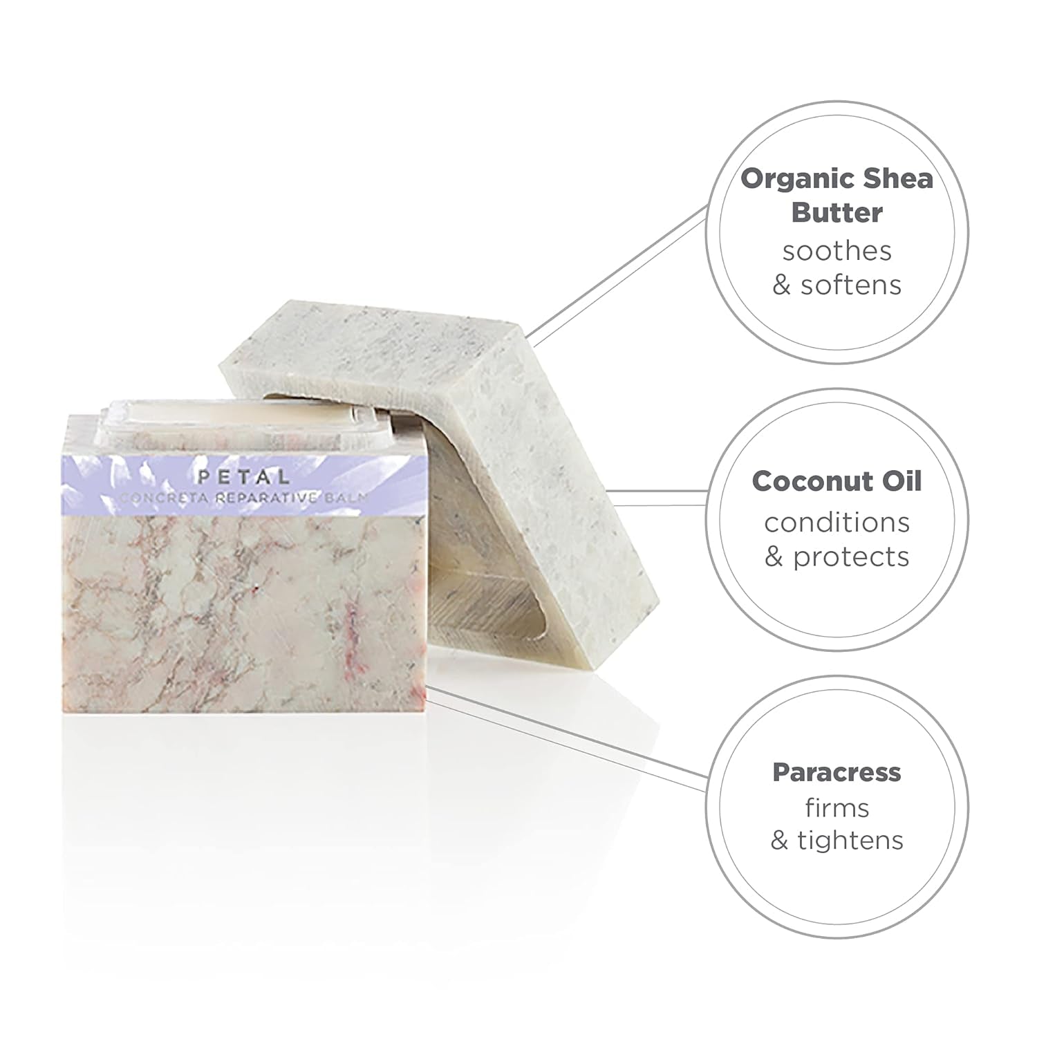 Concreta Firming Repair Balm & Solid Parfum (Petal Fragrance) | Moisturizing Shea Butter & Coconut Oil for Skin | 1.25 Fl Oz