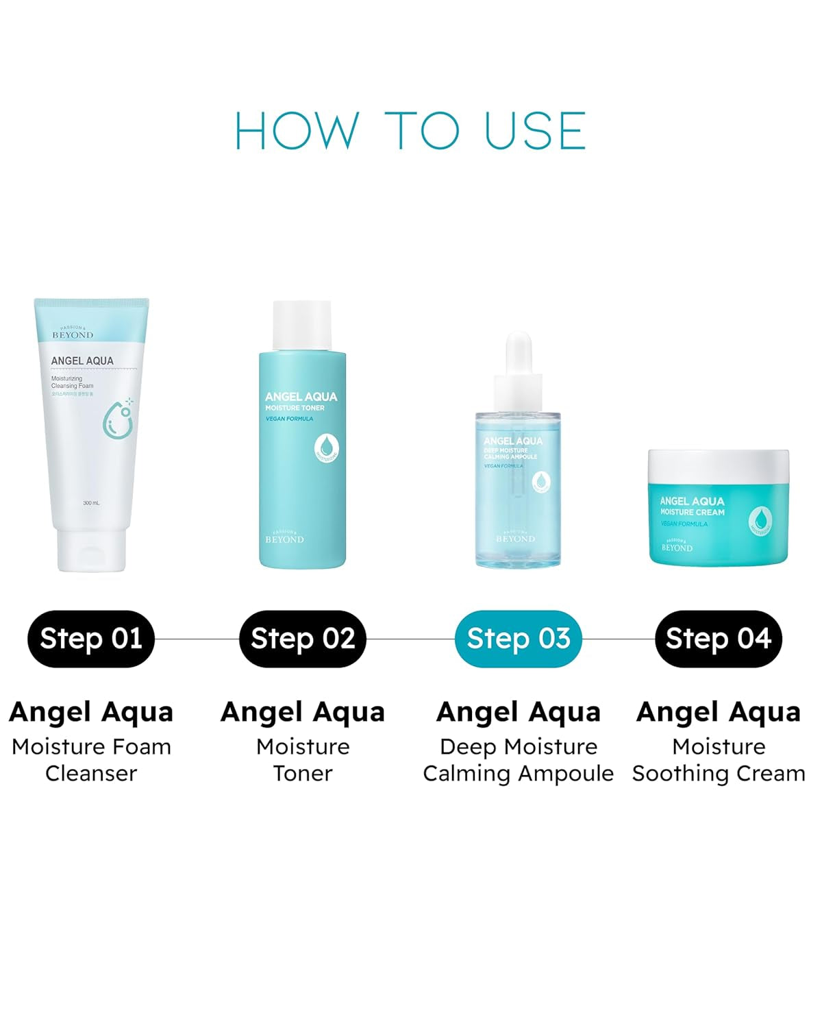 BEYOND Angel Aqua Moisture Ampoule (1.7Fl Oz*2, Pack of 2) - Deep Hydration Serum for Sensitive Skin, Barrier Strengthening. Vegan Formula Korean Skin Care. Chervil,