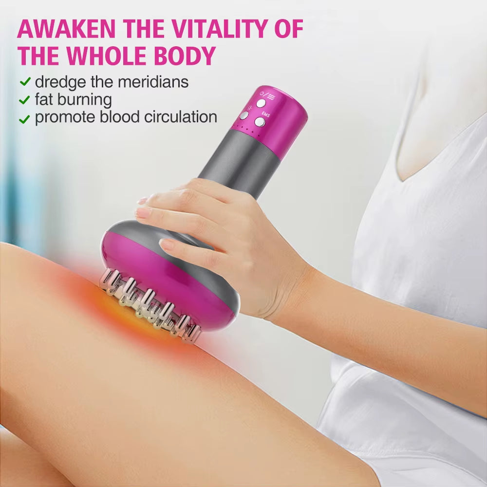 Electric Meridian Brush Body Massager Vibrate Gua Sha Microcurrent Hot Compress Scraping Lymphatic Drainage Machine Fat Burner