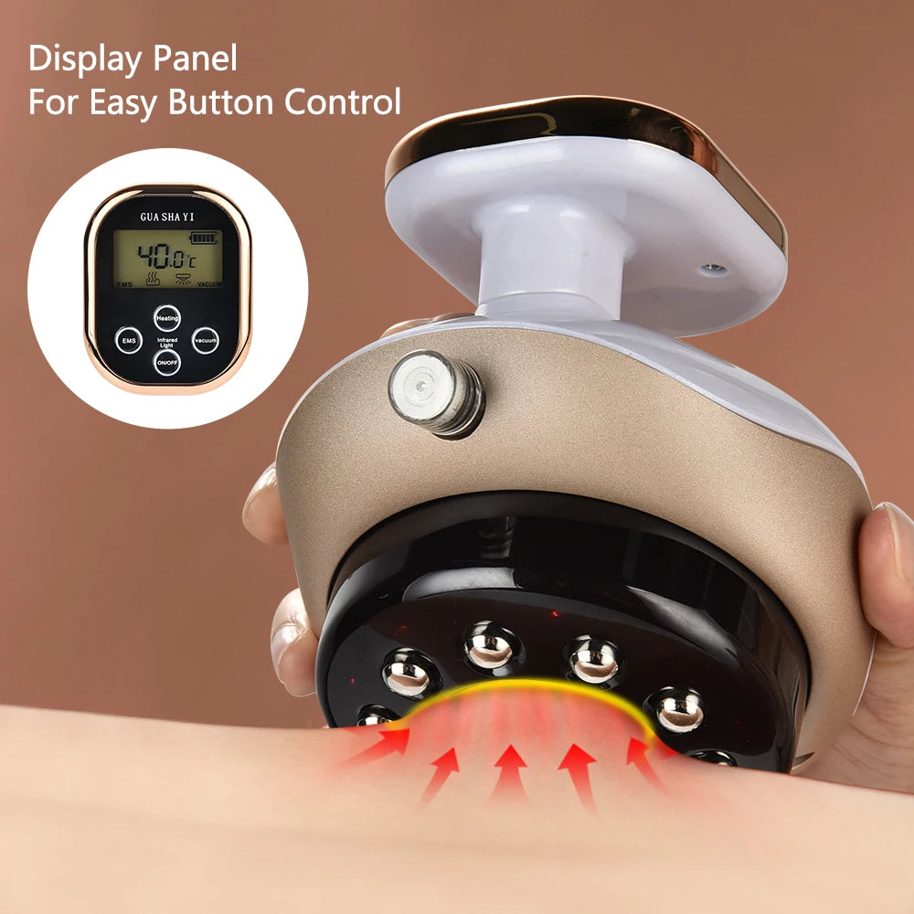 Home Electric Guasha Scraping Massage Cupping Body Massager Vacuum Cans Suction Cup Heating Fat Burner Anti-Cellulite Massager