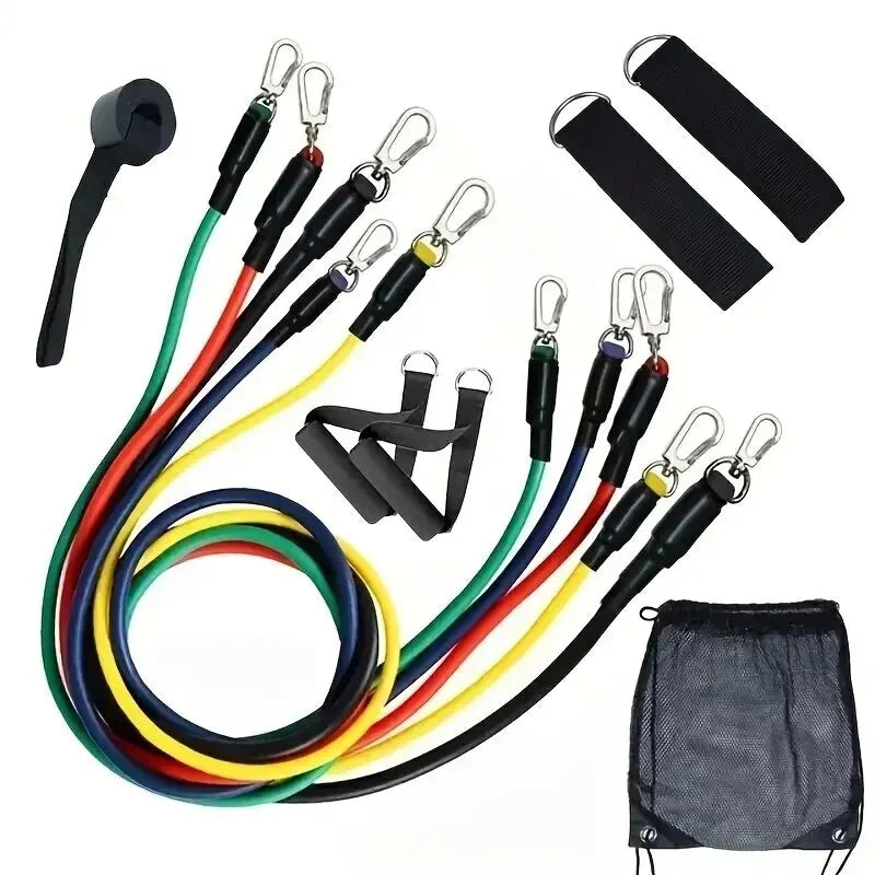 11Pcs/Set Pull Rope, Resistance Bands, Portable Fitness Equipment, Ankle Strap, Chest Expander, Elastic Exercise Band