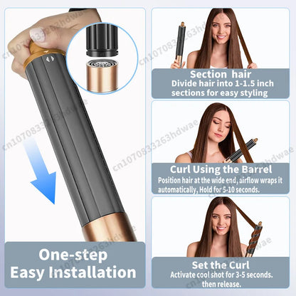 6 in 1 High-Speed Hot Air Styler,1300W Power Hair Dryer Brush,Negative Ions Multi Styler for Straight,Wavy,Curly,And Coily Hair