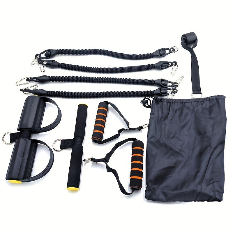 A Set of Adjustable Resistance Tension Bands with Foot Pedals and Handles, High Resistance Level, anti Fall, Suitable for Fitness Training, Body Stretching, and Abdominal Muscle Exercises