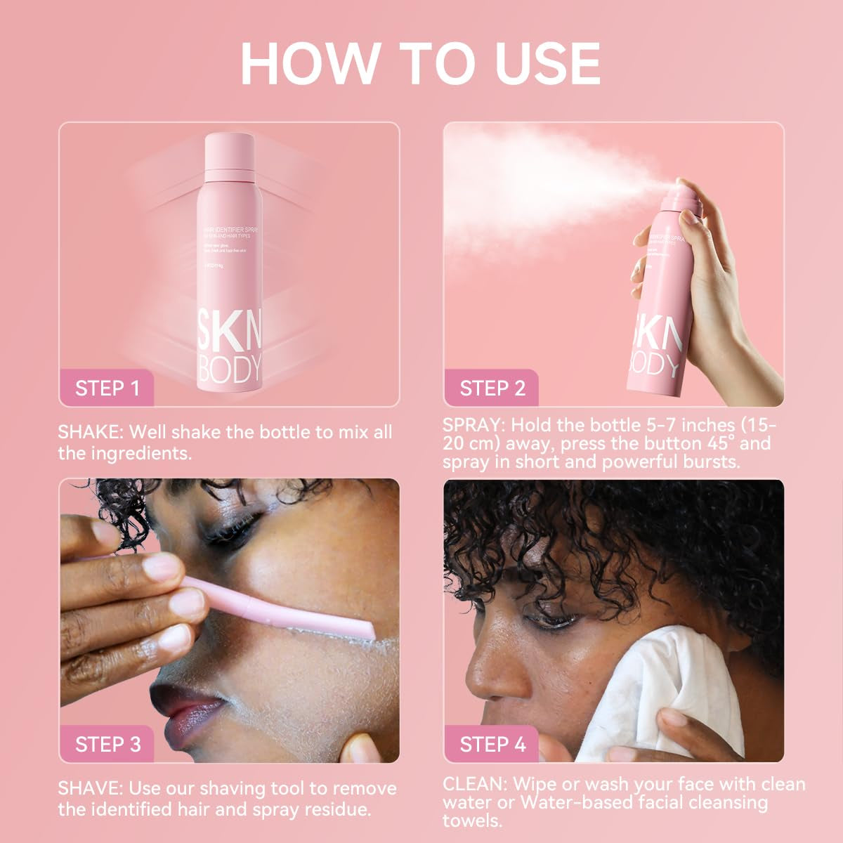 Hair Identifier Spray with Dermaplaner Set 2 Pack, Facial Hair Removal Kit with 4 Razors for Face Shaving and Dermaplaning