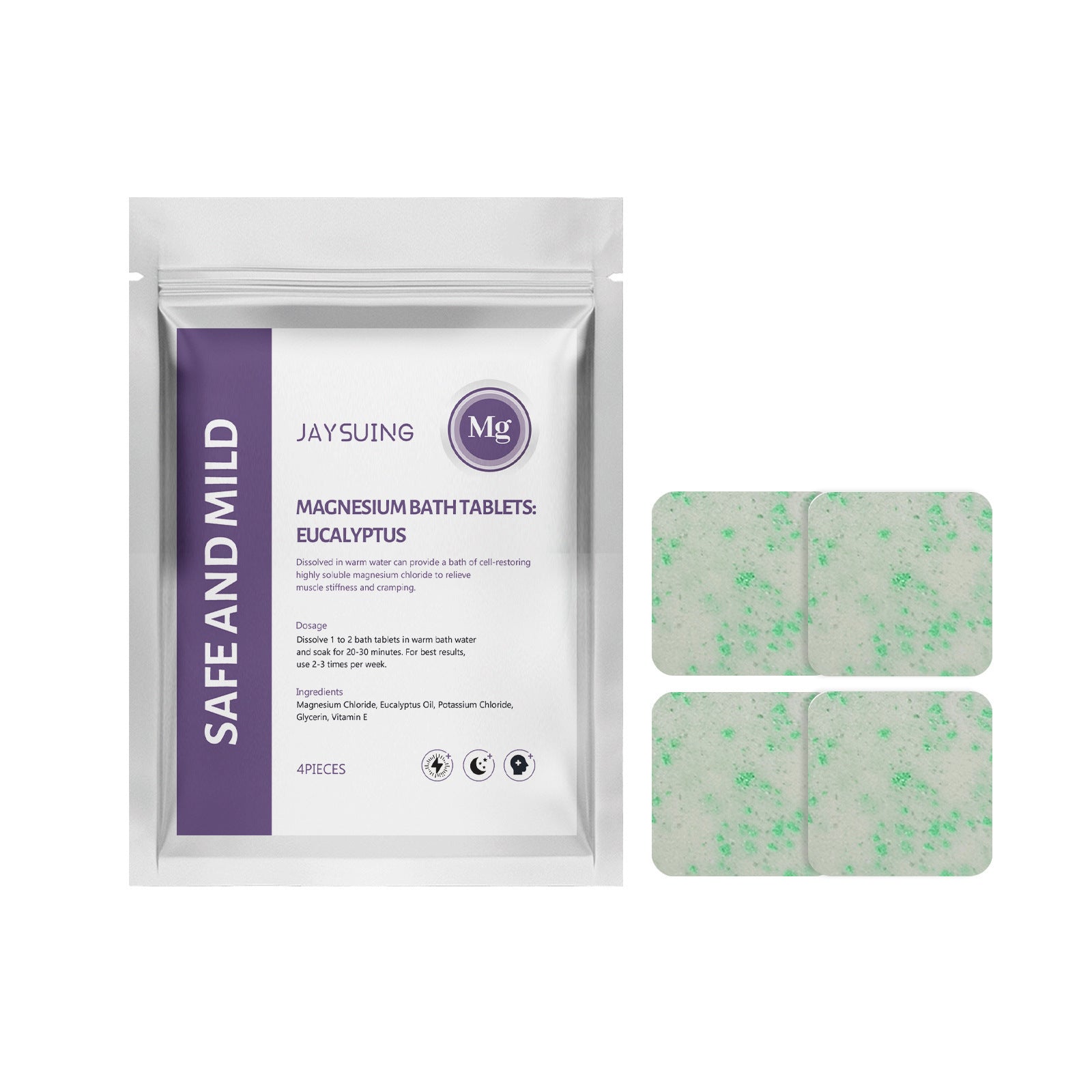 Eucalyptus Essential Oil Magnesium Bath Tablets Gentle Body Cleaning