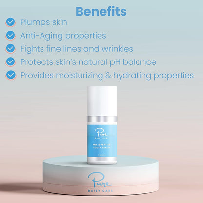 Multi-Peptide Youth Serum - Moisturizing anti Aging Advanced Peptide Serum Targets Wrinkles Fine Lines Firming