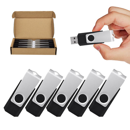 5 Pack 64GB USB Flash Drive Memory Stick Fold Storage USB 2.0 Thumb Drive Swivel Design