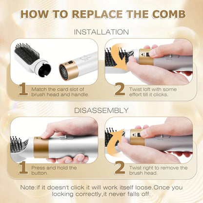 5-In-1 Hot Air Brush &Auto Curler for Curly Hair-Fast Drying ,Frizz Control,Volumizing Styler