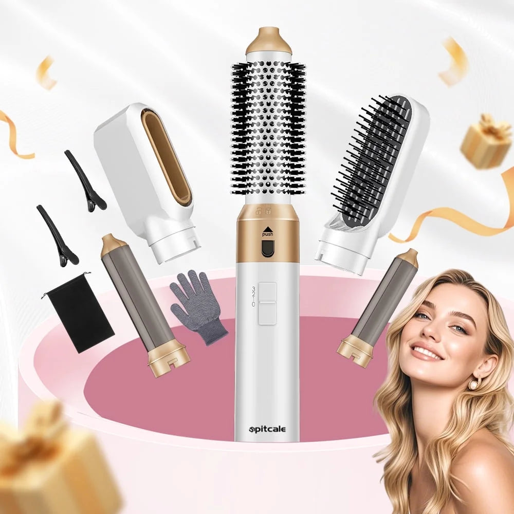 5-In-1 Hot Air Brush &Auto Curler for Curly Hair-Fast Drying ,Frizz Control,Volumizing Styler